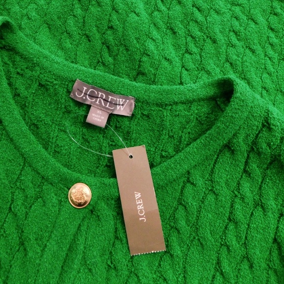 NWT!! J. CREW Odette Cable Knit Sweater Lady Jacket Cotton Blend Boucle Green XL - Picture 11 of 16